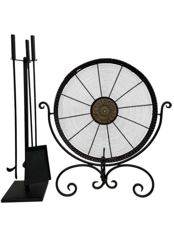 DECORATIVE FIREPLACE SCREEN WITH TOOL SET (1 of 7)