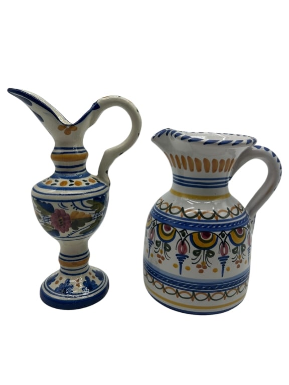 PAIR OF HAND-PAINTED MINIATURE PITCHERS 7" (1 of 4)