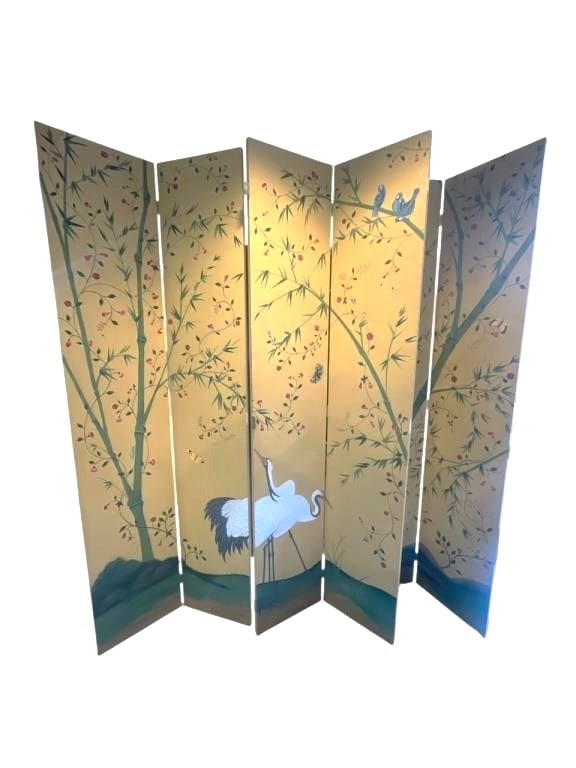 HUGE ROOM DIVIDER ARTIST HANDPAINTED CRANES 6 FT +: *For ALTERNATIVE SHIPPING QUOTES or local PICKUP details, please visit www.dejavuauctionshipping.com* CRANES HANDPAINTED BY ARTIST MASSIVE ROOM DIVIDER - Beautifully handpainted by a fabulous artist -