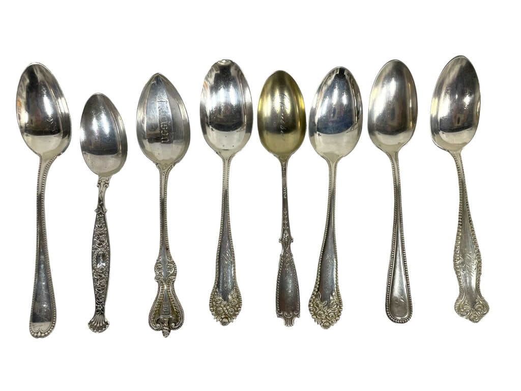 8 STERLING SILVER TEASPOONS 180 G (1 of 5)