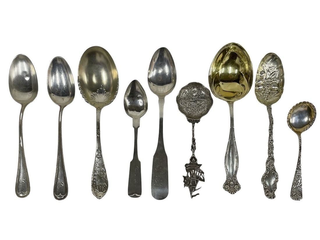 ASSORTED STERLING SILVER SERVING SPOONS 470G - 2