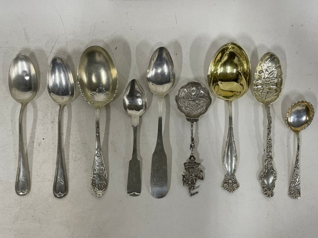 ASSORTED STERLING SILVER SERVING SPOONS 470G - 3