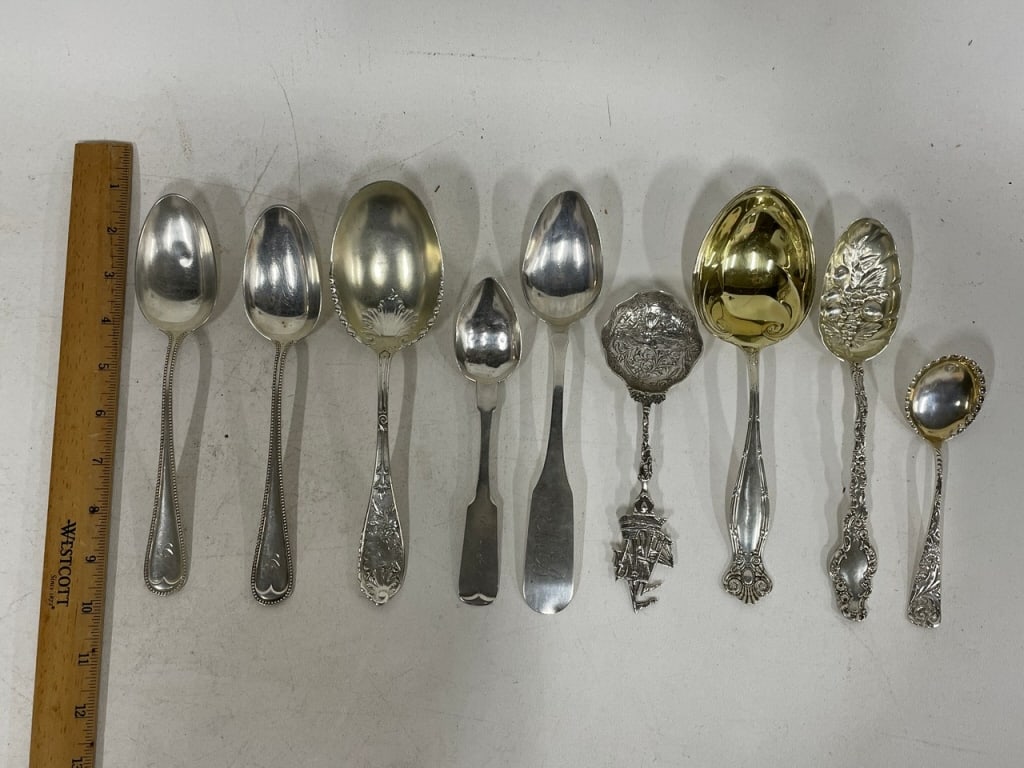 ASSORTED STERLING SILVER SERVING SPOONS 470G - 4