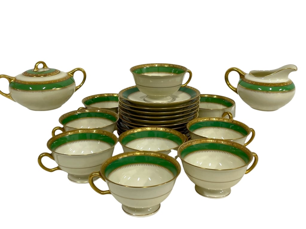 20 PC BLACK KNIGHT BAVARIA TEA SERVICE: *for competitive shipping options please go to www.dejavuauctionshipping.com -BLACK KNIGHT DELAWARE BY HOHENBERG BAVARIA TEA SERVICE – 20 PIECES WITH SUGAR & CREAMER -Matching vintage tea service in