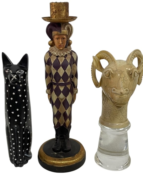THREE DECORATIVE FIGURAL SCULPTURES 10" (1 of 6)