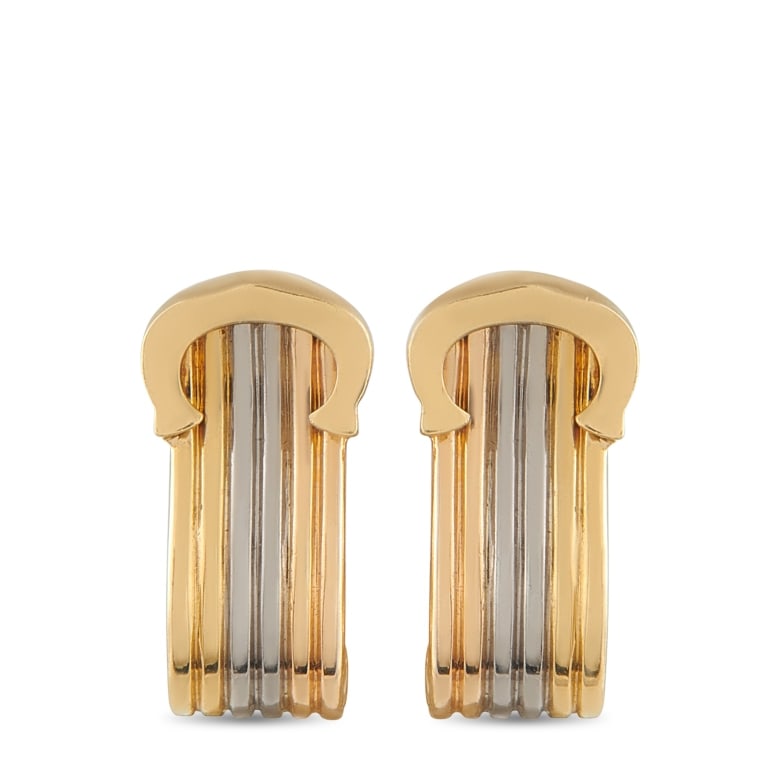 CARTIER TRINITY 18K TRI GOLD CLIP EARRINGS: *Note SPECIAL SHIPPING on Luxury Jewelry BELOW* An understated design makes these Cartier Trinity earrings the perfect way to add a touch of luxury to any ensemble. Crafted from 18K Rose Gold, 18K Yel