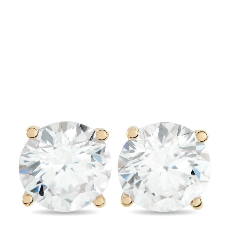 14K YG 3.48CT LAB-GROWN DIAMOND STUD EARRINGS: *Note SPECIAL SHIPPING on Luxury Jewelry BELOW* A refined take on everyday sparkle. The martini setting in 14K yellow gold allows the 1.76 carat and 1.72 carat lab-grown diamonds, both of G color and