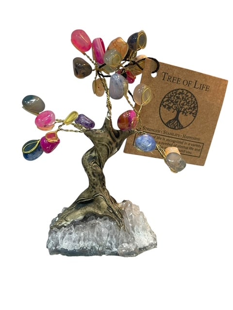 TREE OF LIFE MANY GEMSTONES SMALL BONSAI TREE 4.5": *For ALTERNATIVE SHIPPING QUOTES or local PICKUP details, please visit www.dejavuauctionshipping.com* TREE OF LIFE WITH SO MANY GEMSTONES FOR BRANCHES! - 4.5" total height - New with tags - Adorable t