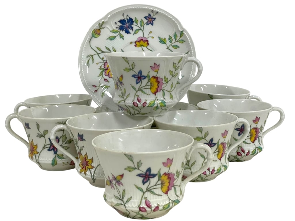 ROYAL LIMOGES ADRIANA TEACUP & SAUCER FOR 8: *for alternative shipping options please go to www.dejavuauctionshipping.com -16 PIECE ROYAL LIMOGES “ADRIANA” PORCELAIN TEACUP & SAUCER SERVICE FOR 8 -Elegant Royal Limoges “Adriana”