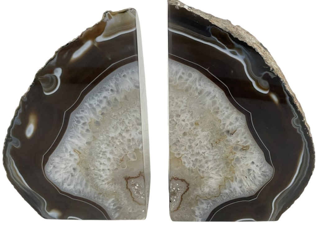 PAIR OF NATURAL AGATE GEODE BOOKENDS (1 of 7)