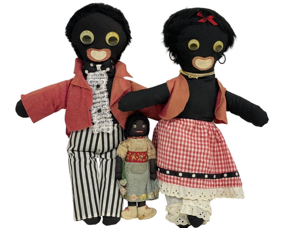 3 VINTAGE FOLK ART BLACK AMERICANA CLOTH DOLLS (1 of 8)