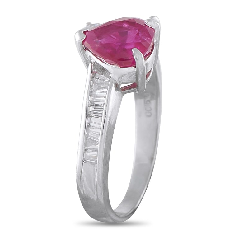 PLATINUM 0.48CT DIAMOND RUBY RING 5.5 - 3