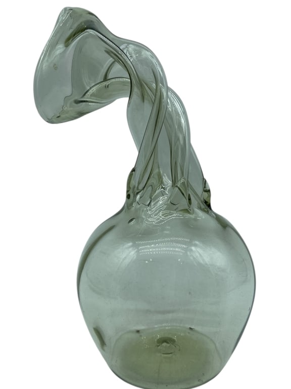 KNIGHTS CZECH ART GLASS DECANTER 8.5": *for alternative shipping options please go to www.dejavuauctionshipping.com -KNIGHTS CZECH ART GLASS DECANTER ATTRIBUTED TO JOSEF FLEK -Mid-century Czech art glass decanter featuring a sculptural bul