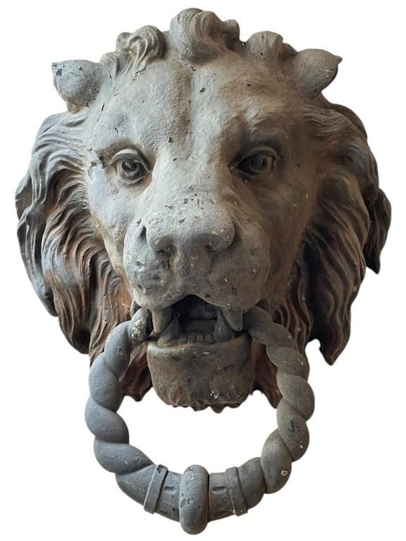 MONUMENTAL IRON LION HEAD MOORING RING THAMES 50" (1 of 5)