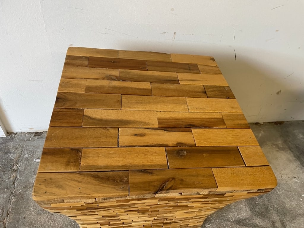 SOLID WOOD MOSAIC BLOCK ACCENT TABLE 18" - 5