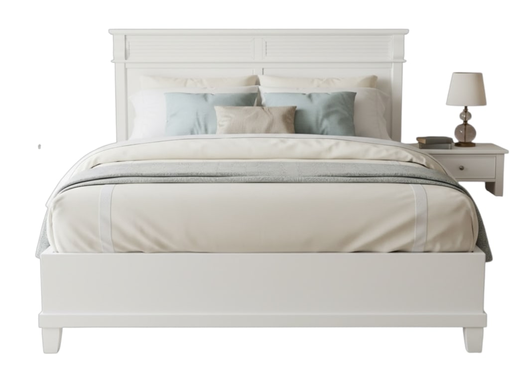 QUEEN WHITE SHUTTER STYLE PANEL BED (1 of 3)