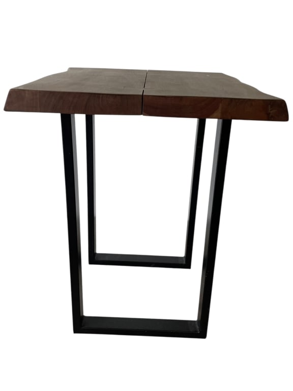 LIVE EDGE SOLID WOOD SIDE TABLE W METAL BASE 24" (1 of 5)