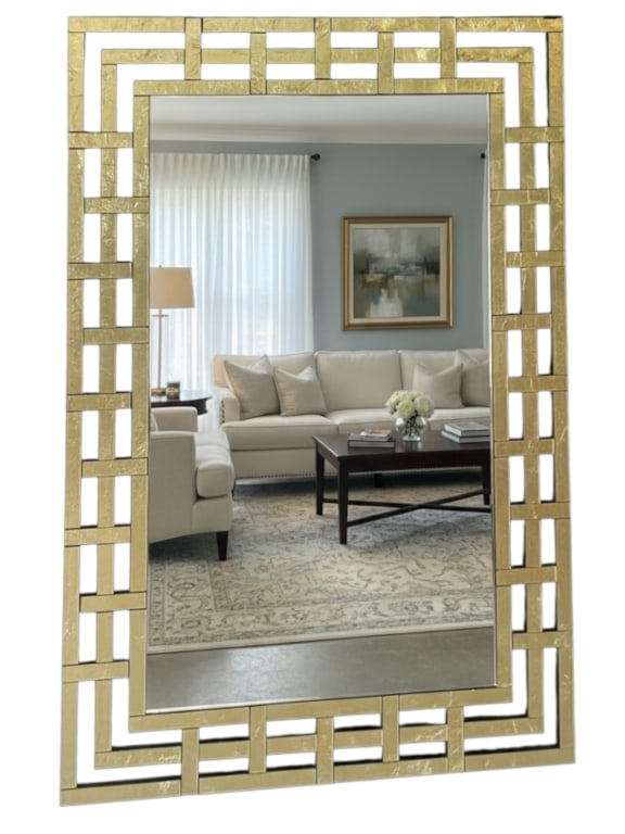 GOLD GEOMETRIC GREEK KEY STYLE WALL MIRROR 47.5" (1 of 4)