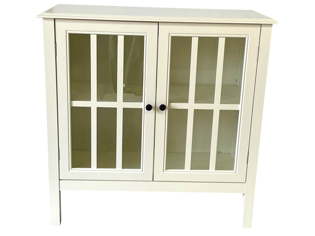 WHITE PAINTED GLASS FRONT DISPLAY CABINET 31" (1 of 5)