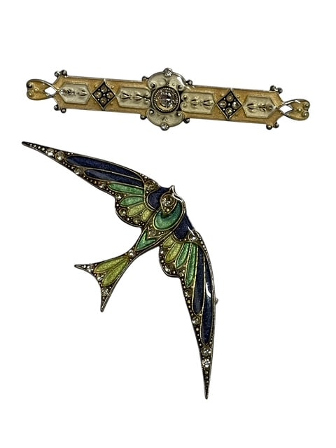 ANTIQUE ENAMELED METAL BROOCHES POPESCO FRANCE +1 (1 of 8)