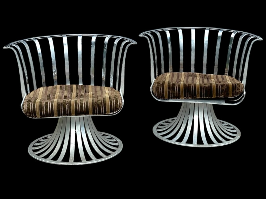 WOODARD ALUMINUM SWIVEL BAEREL CHAIRS TULIP BASE (1 of 13)