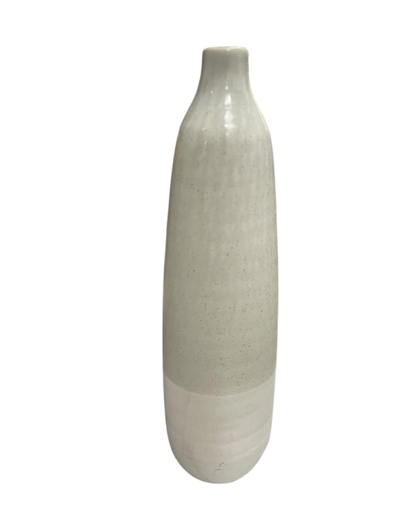 TALL NATURAL COLORED POTTERY VASE TWO TONE TEXTURE (1 of 8)