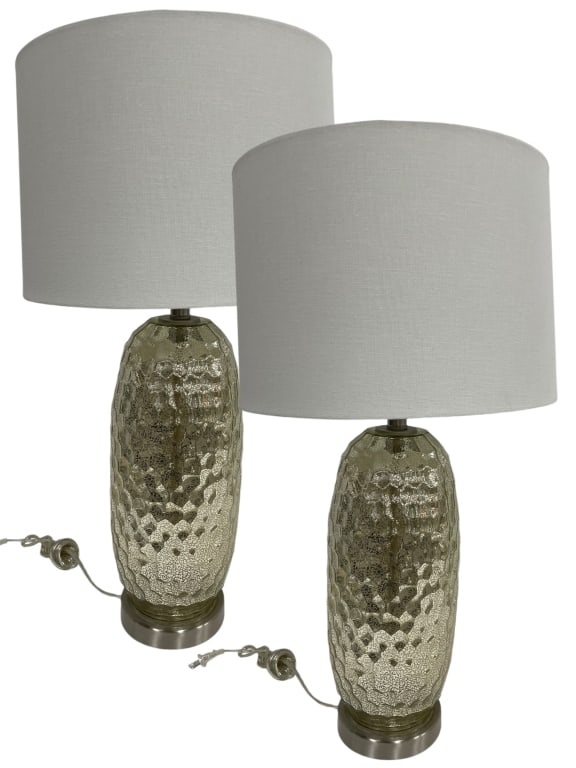 PAIR OF MERCURY GLASS STYLE TABLE LAMPS 28" (1 of 2)