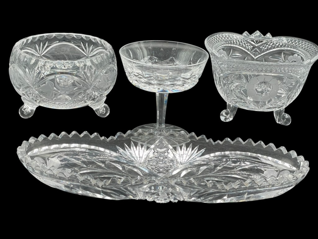 ASSORTED CUT CRYSTAL SERVING PIECES LOT (1 of 9)