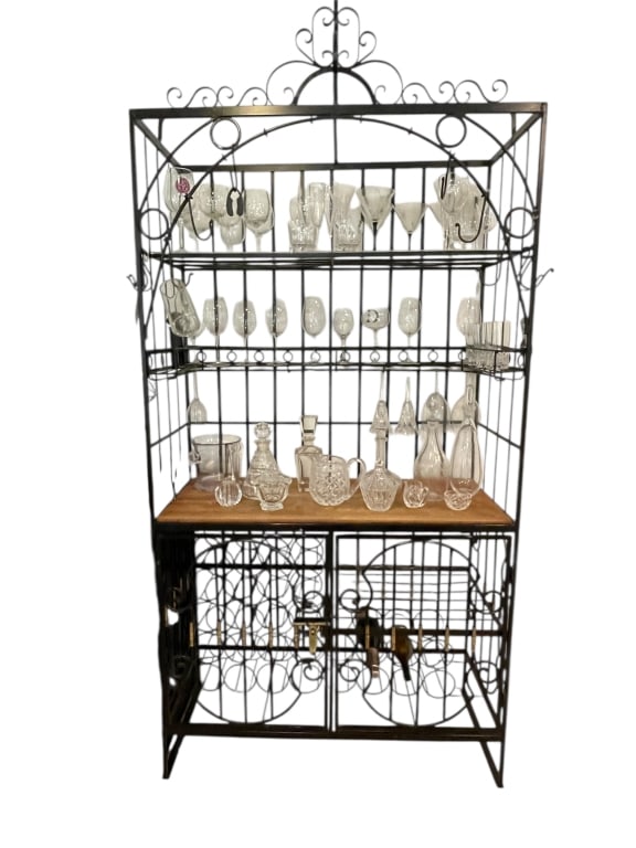 LARGE WROUGHT IRON WINE STORAGE RACK 92" (1 of 8)