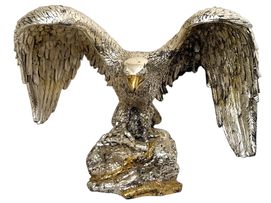 LARGE SILVER-CLAD BALD EAGLE SCULPTURE 28" (1 of 10)