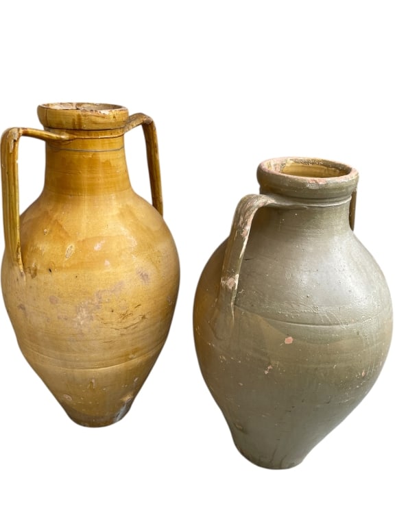 MONUMENTAL PAIR OF ANTIQUE CERAMIC URNS 47" (1 of 6)