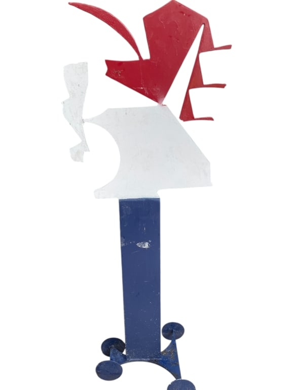 LARGE ABSTRACT MODERNIST METAL SCULPTURE 58" (1 of 6)