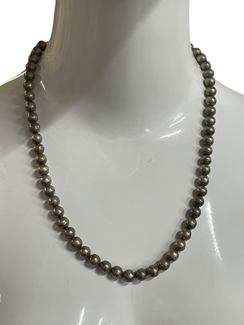 MEXICO STERLING SILVER BENCH BEADS NECKLACE 46GRM (1 of 11)