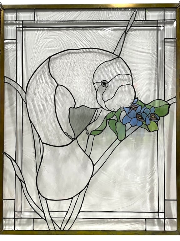 STAINED GLASS MANATEE PANEL BY SHARON EARL 37" (1 of 5)