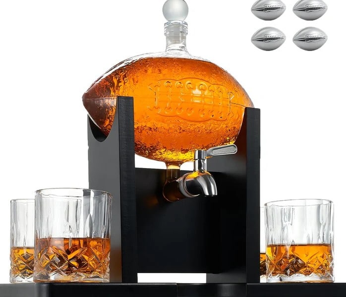 NEW IN BOX! FOOTBALL DECANTER SET (1 of 4)