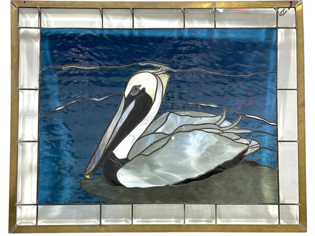 PELICAN STAINED GLASS PANEL BY SHARON EARL 22" (1 of 4)
