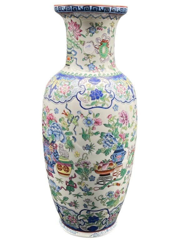 LARGE ORIENTAL PORCELAIN FLORAL BALUSTER VASE 18" (1 of 4)