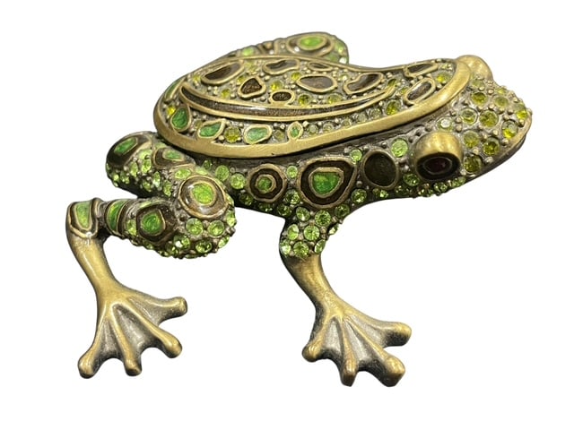 VINTAGE STRONGWATER STYLE CRYSTAL FROG TRINKET BOX (1 of 9)