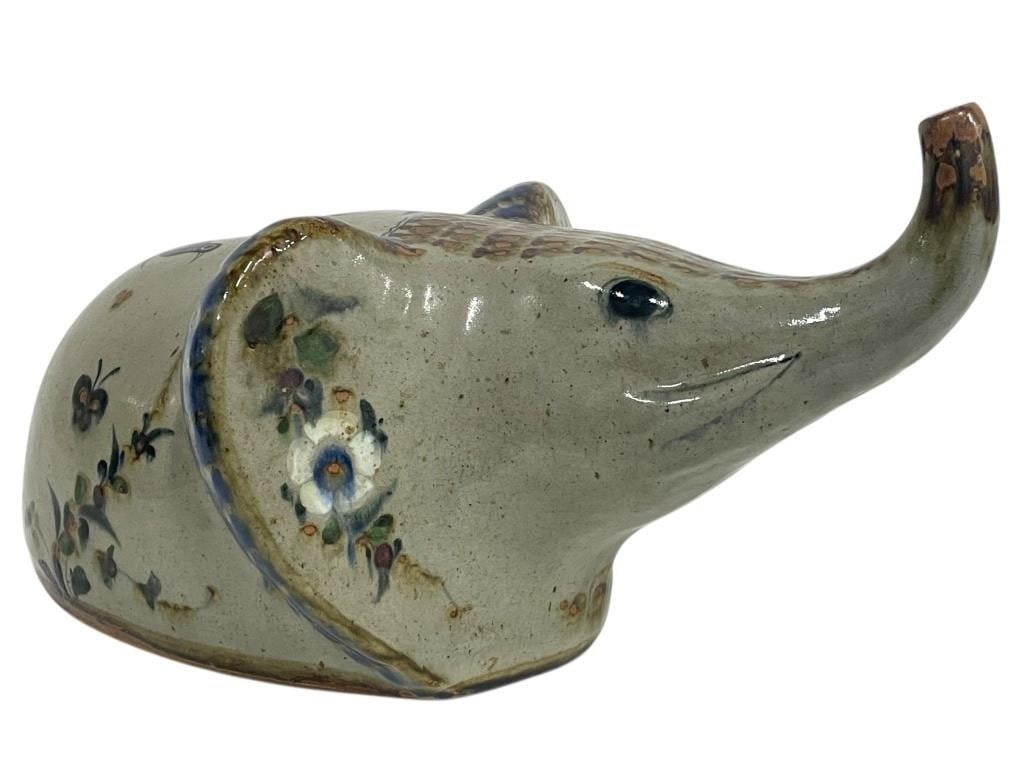 ARTISAN CRAFTED PAINTED TERRA COTTA ELEPHANT 16" (1 of 5)