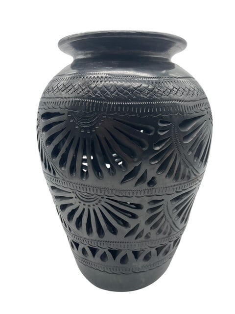 TRADITIONAL OLLA FORM VESSEL FLARED BLACKWARE 11" (1 of 10)