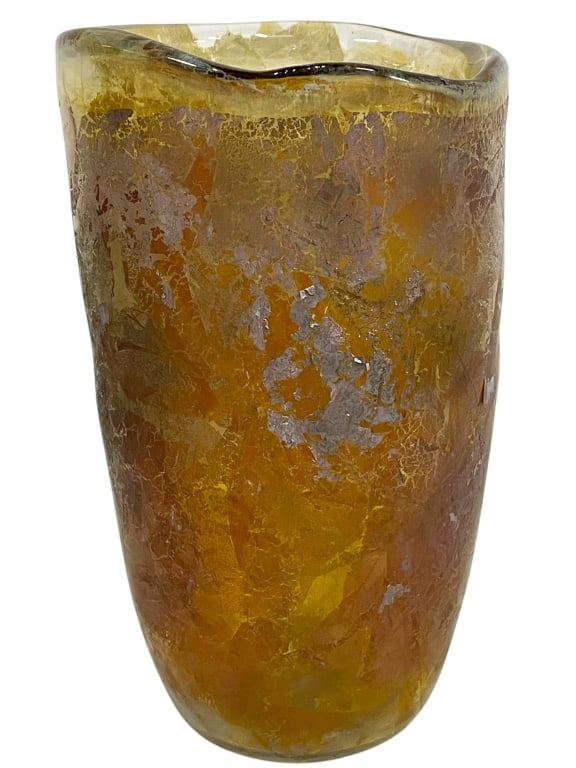 AMBER TEXTURED BLOWN ART GLASS VASE 12" TALL (1 of 6)