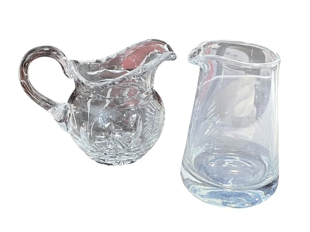 SET OF 2 LEAD CRYSTAL CREAMERS BAMBERG PATTERN 4" (1 of 8)