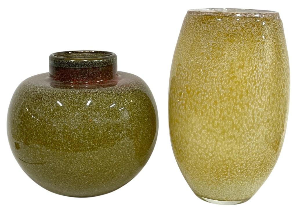 PAIR OF CONTEMPORARY ART GLASS VASES 13" (1 of 8)