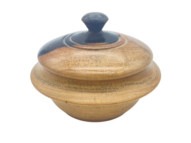 HAND-TURNED WOOD LIDDED BOWL COVERED VESSEL 3"D (1 of 8)