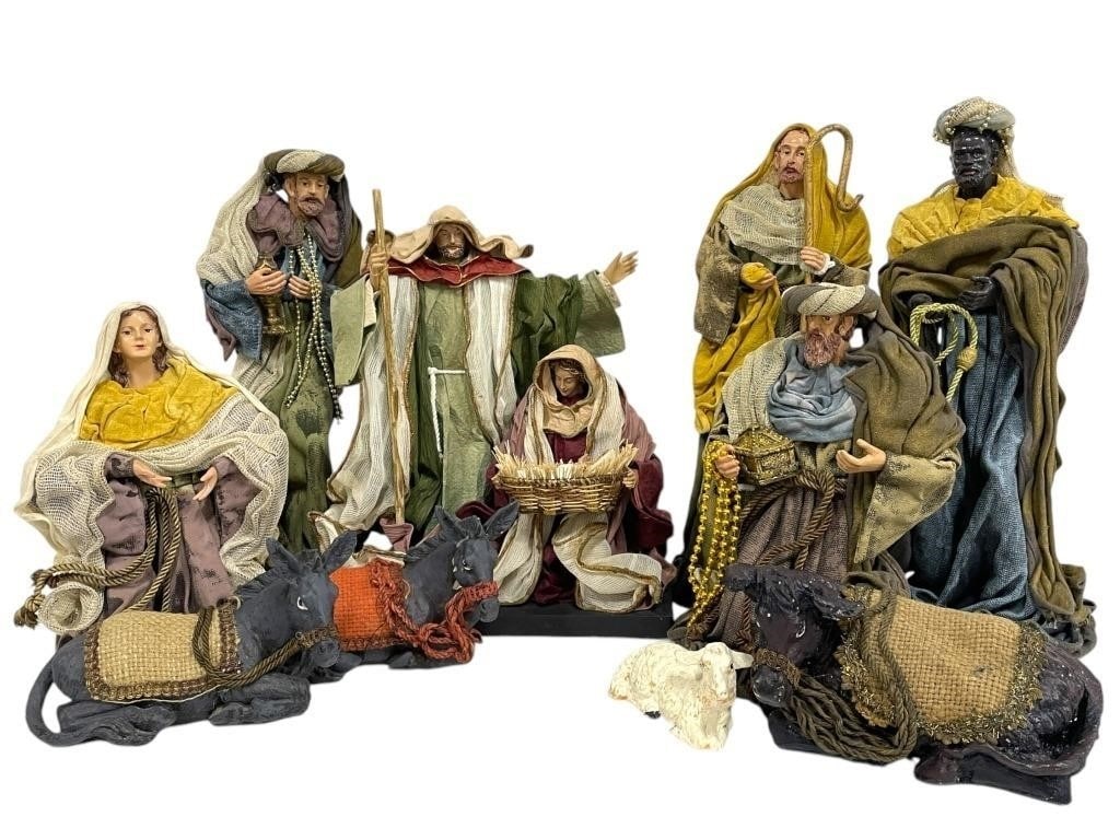 LARGE HAND-PAINTED NATIVITY SCENE FIGURAL SET (1 of 7)