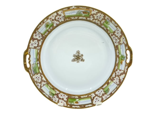 VTG NIPPON HAND-PAINTED PORCELAIN SERVING DISH 10" (1 of 9)