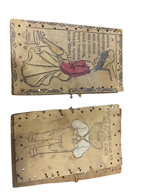 ANTIQUE LEATHER POSTCARDS 1903 & 1907 STAMPS (1 of 12)