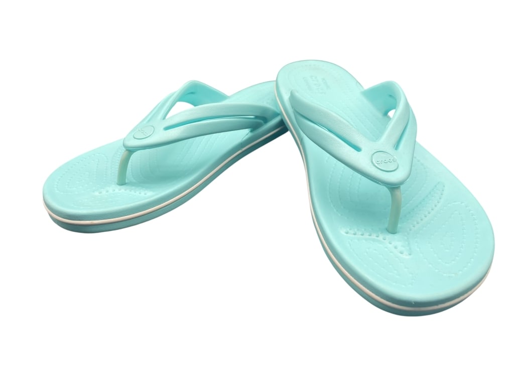 CROCS TURQUOISE COMFORT FLIP FLOP SANDALS SIZE 10 (1 of 7)