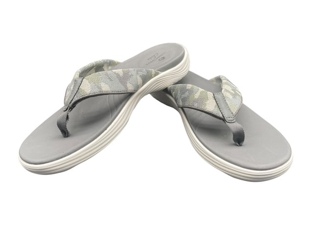 CLARKS COMFORT CAMO PRINT THONG SANDALS SIZE 10M (1 of 8)