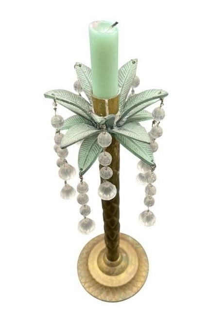PALM TREE FORM METAL & CRYSTAL ACCENT CANDLE (1 of 6)